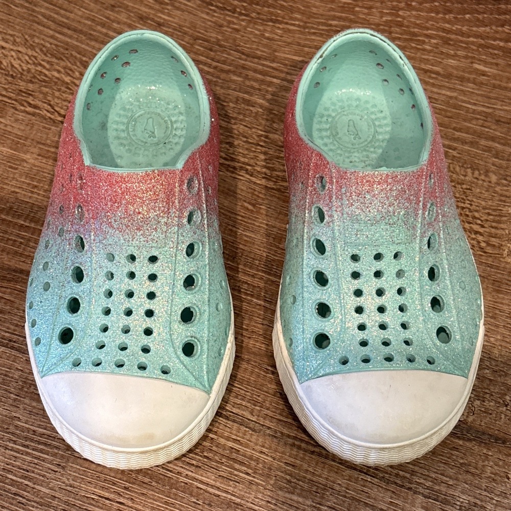 Native Kids Glitter Aqua-Pink Slip-On Shoes Toddler size 6